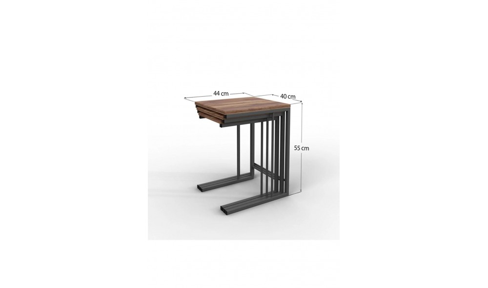 Zigon Sehpa | 3'lü Zigon Metal Ayaklı Zigon Sehpa